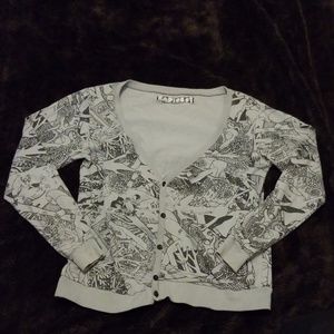 5 for 20|V Neck Gray and black Graffic Sweater